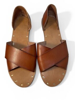 Cynthia Rowley Cognac Ladies Flat Fiona Sandal Womens Size 8